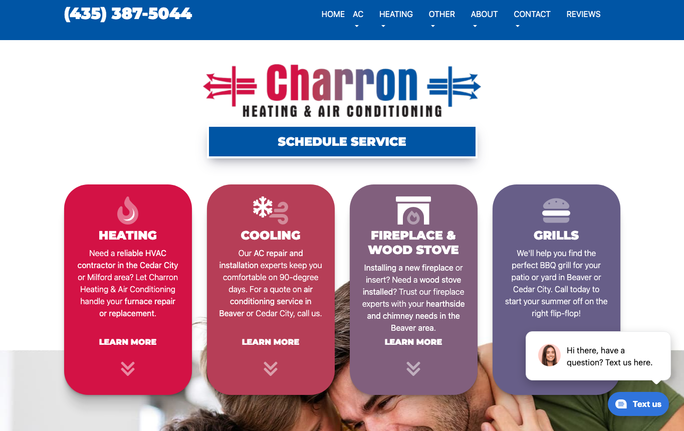 Original Charron Heating and Air Conditioning website screenshot