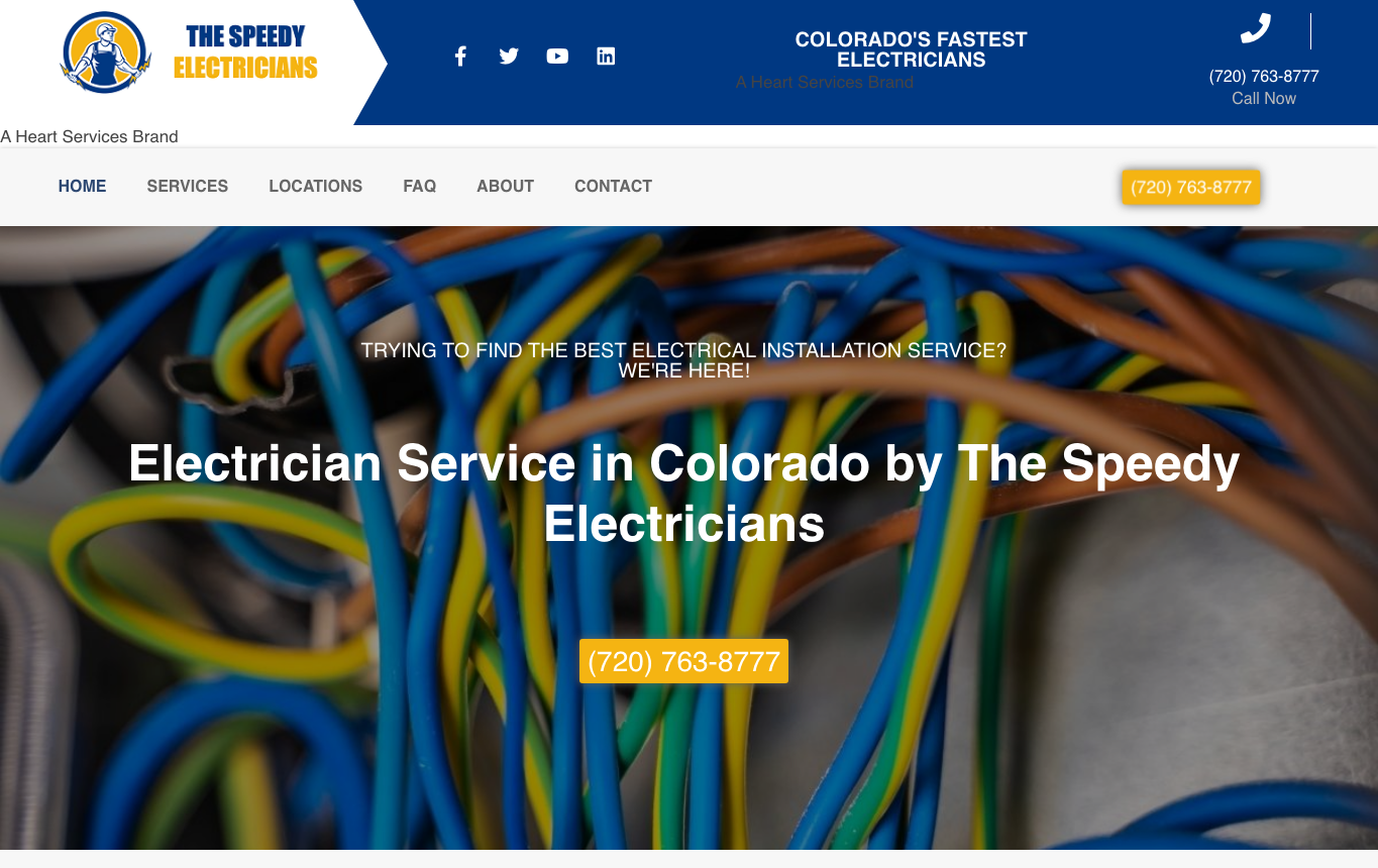Original The Speedy Electricians website screenshot